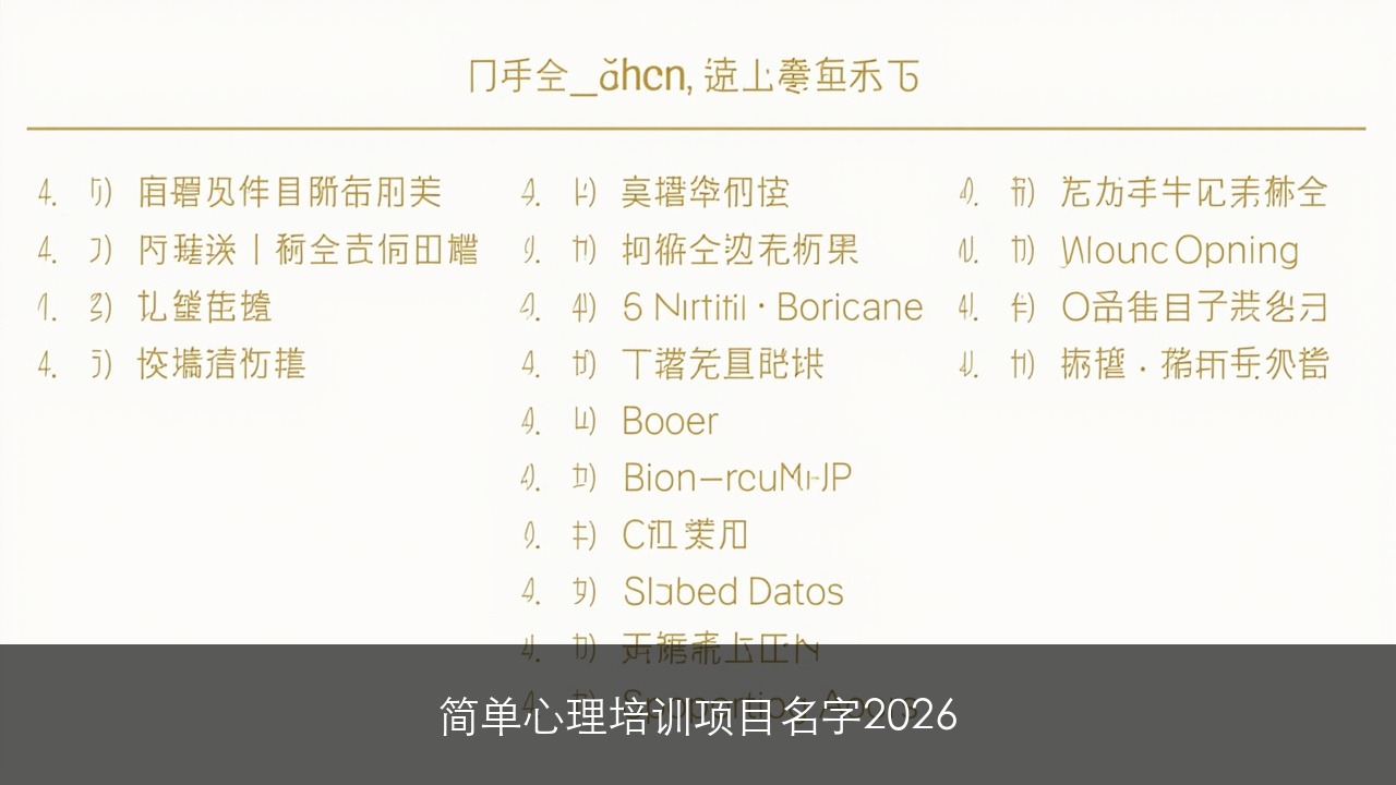 简单心理培训项目名字2026