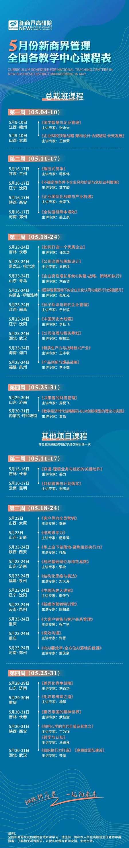 新商界 | 2026年5月全国各教学中心课程表