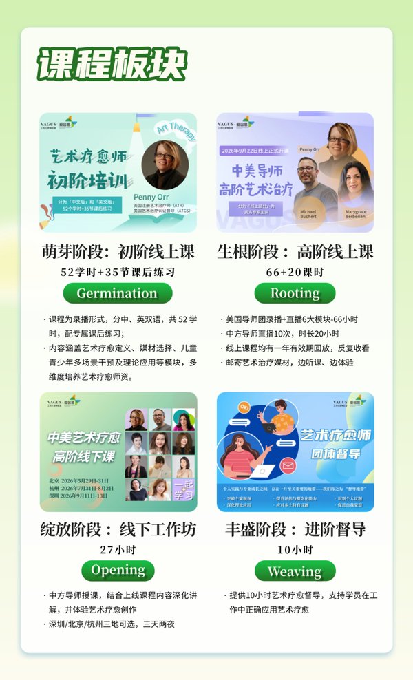 爱因思艺术疗愈 | 艺术疗愈师GROW计划 | 第二期 | 26年线上线下课时间安排
