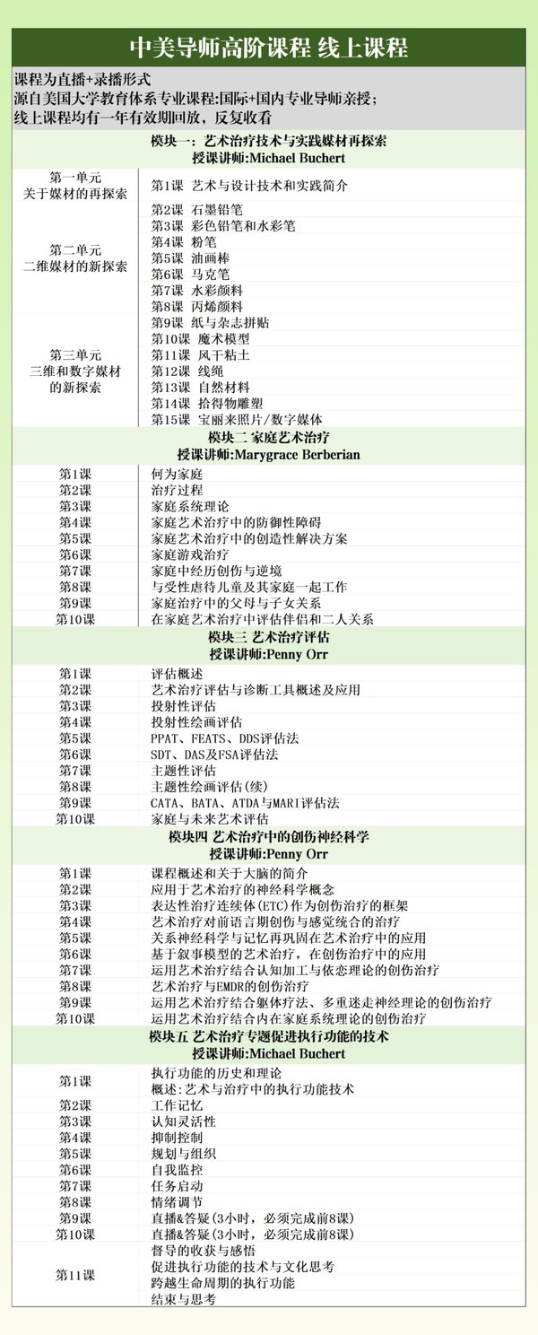 爱因思艺术疗愈 | 艺术疗愈师GROW计划 | 第二期 | 26年线上线下课时间安排