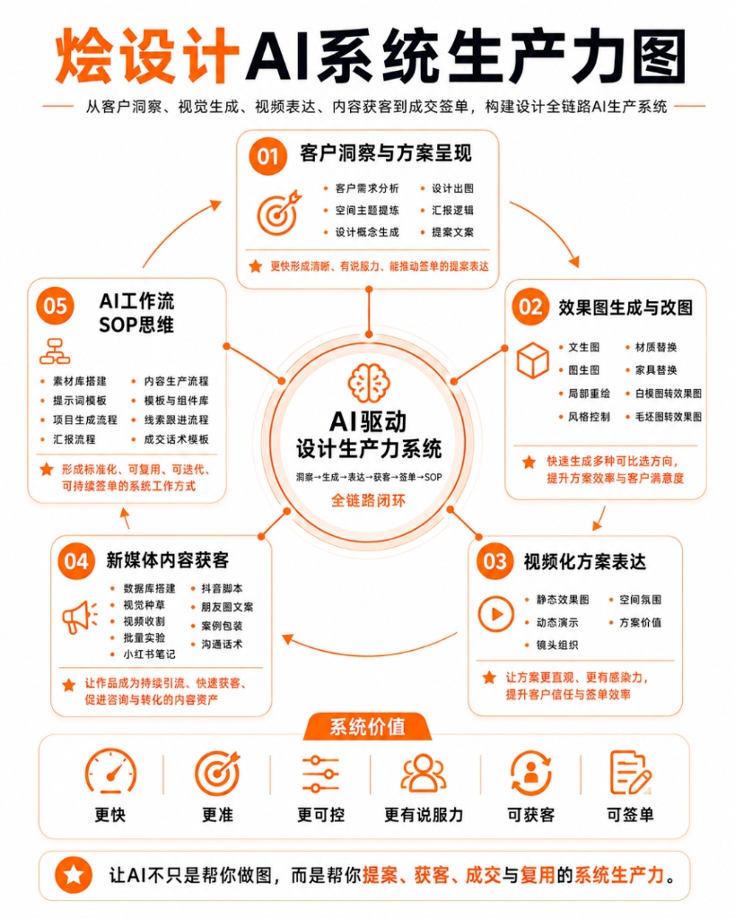 【烩设计】全链路设计AI驱动生产系统：打造洞察、生成、表达、获客到签单的AI工作流SOP