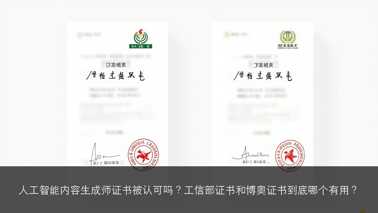 人工智能内容生成师证书被认可吗?工信部证书和博奥证书到底哪个有用?