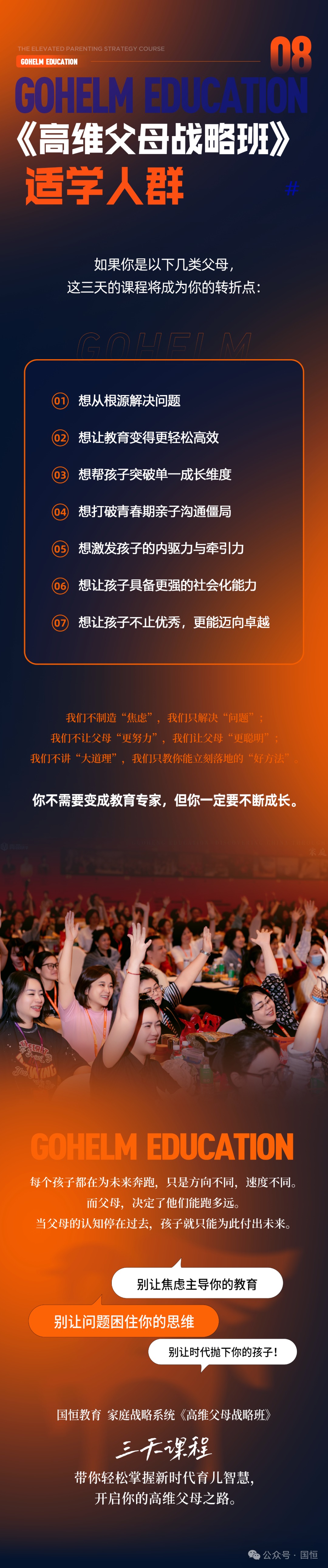 国恒教育7月6日至8日广州高维父母战略班年中盛典开课安排