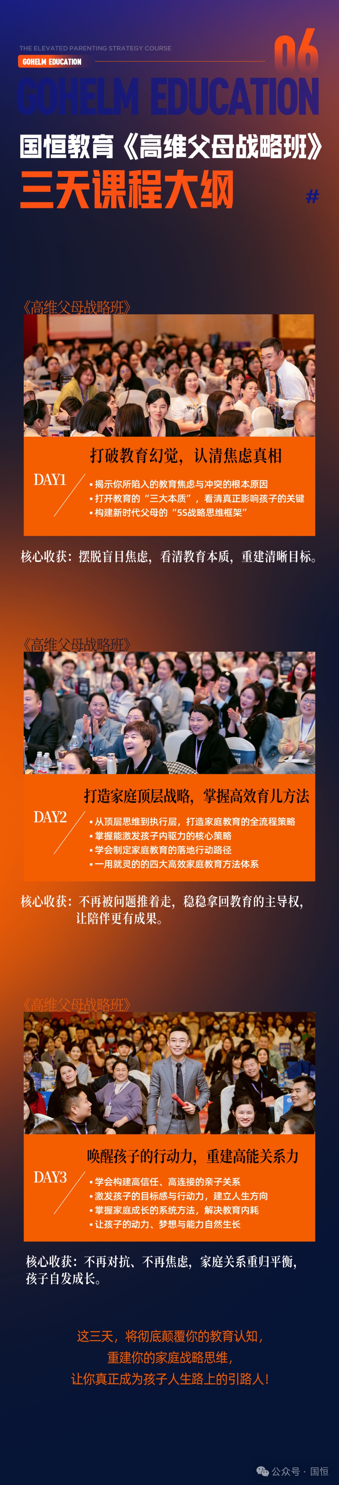 国恒教育7月6日至8日广州高维父母战略班年中盛典开课安排