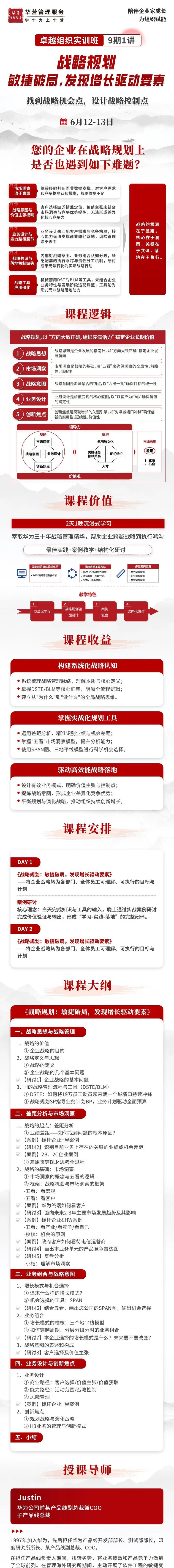 华营卓越组织实训班9期1讲:Justin老师战略规划课程,敏捷破局发现增长驱动要素