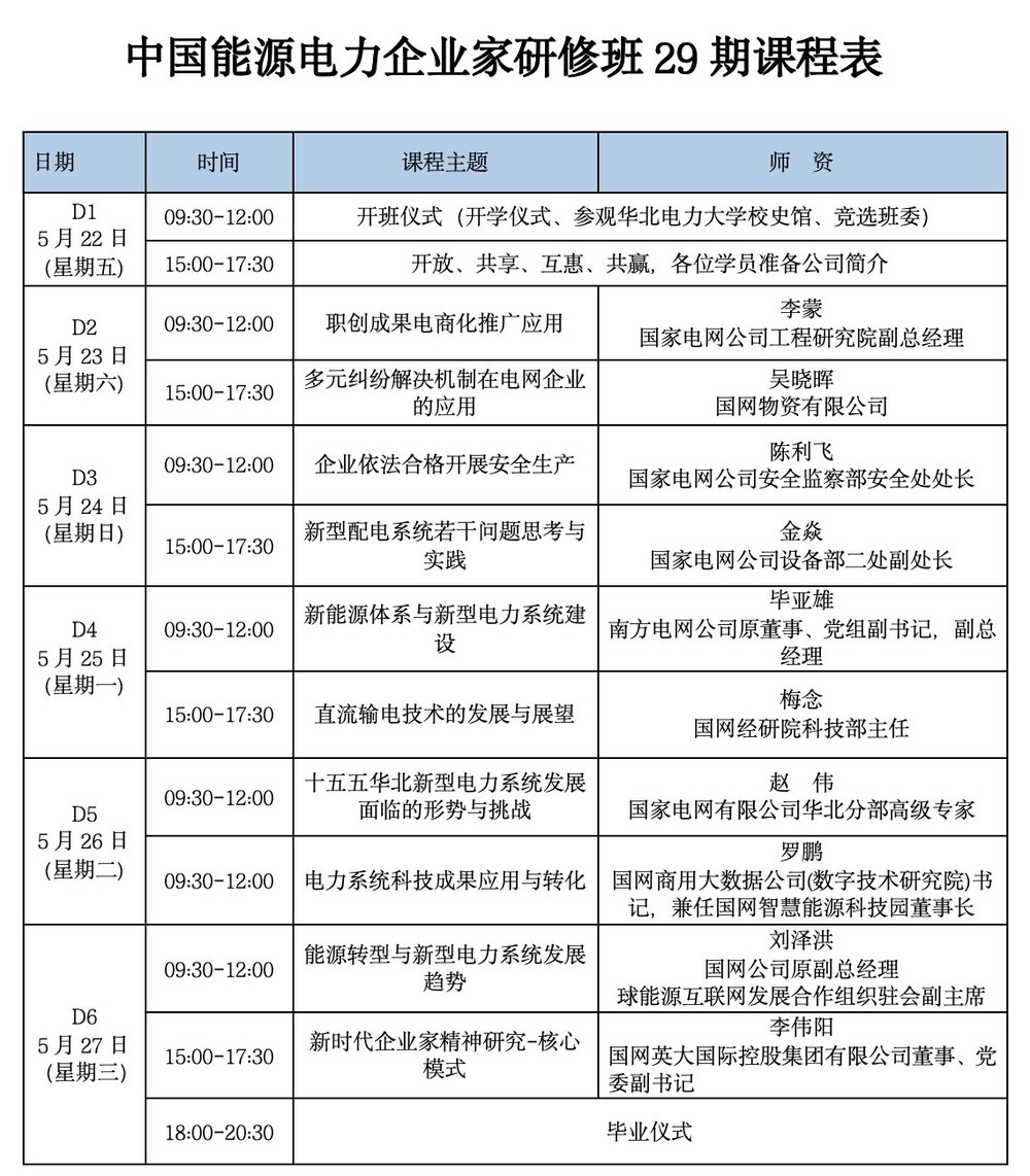 陈利飞老师：华北电力大学中国能源电力企业家研修班29期《企业依法合规开展安全生产》2026年5月24日课程
