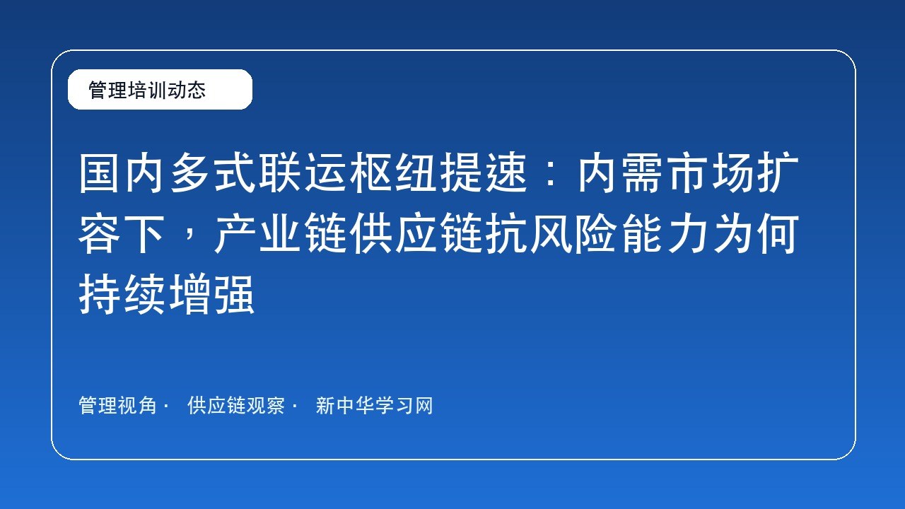 国内多式联运枢纽提速：内需市场扩容下，产业链供应链抗风险能力为何持续增强