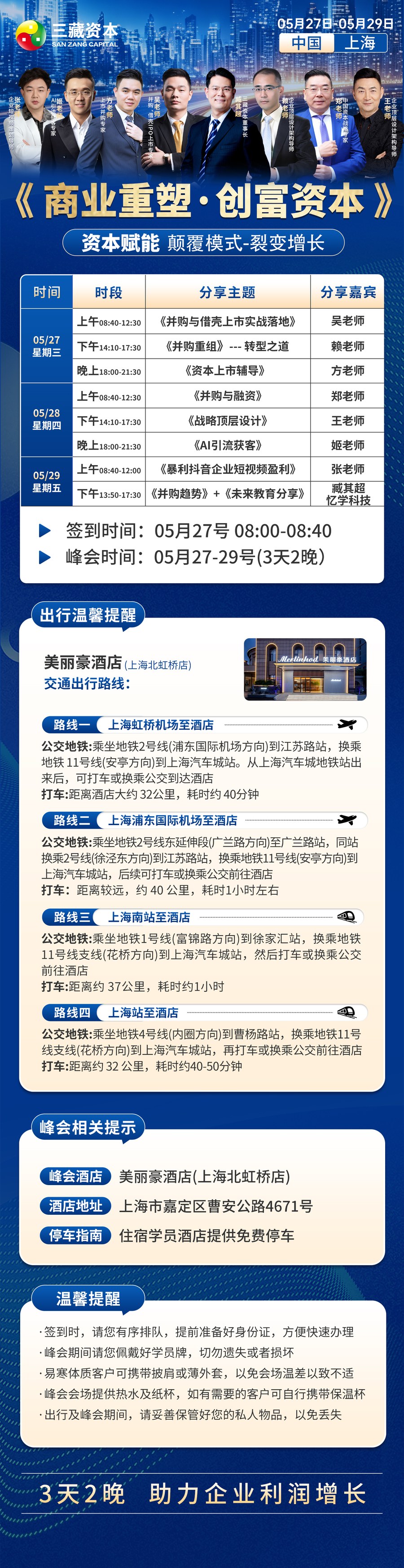 三藏资本《商业重塑·创富资本》5月27-29日上海峰会课程安排