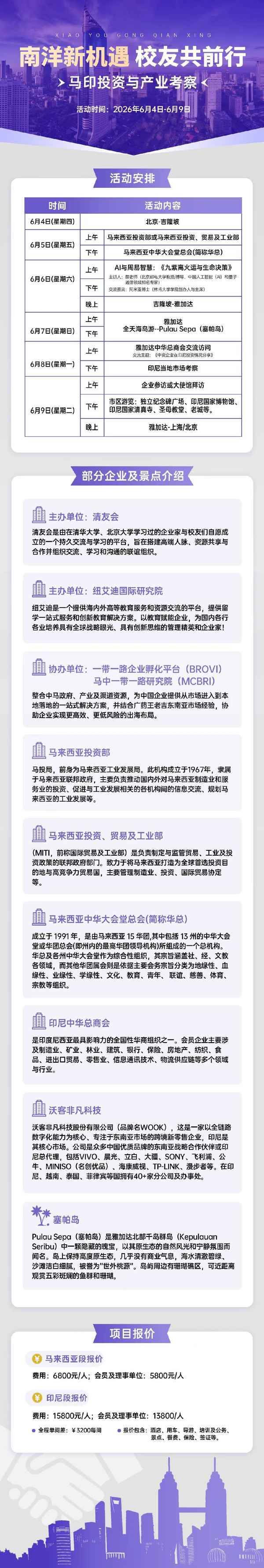 清友会 | 南洋新机遇 | 马来西亚&印尼投资产业考察 | 6月4-9日