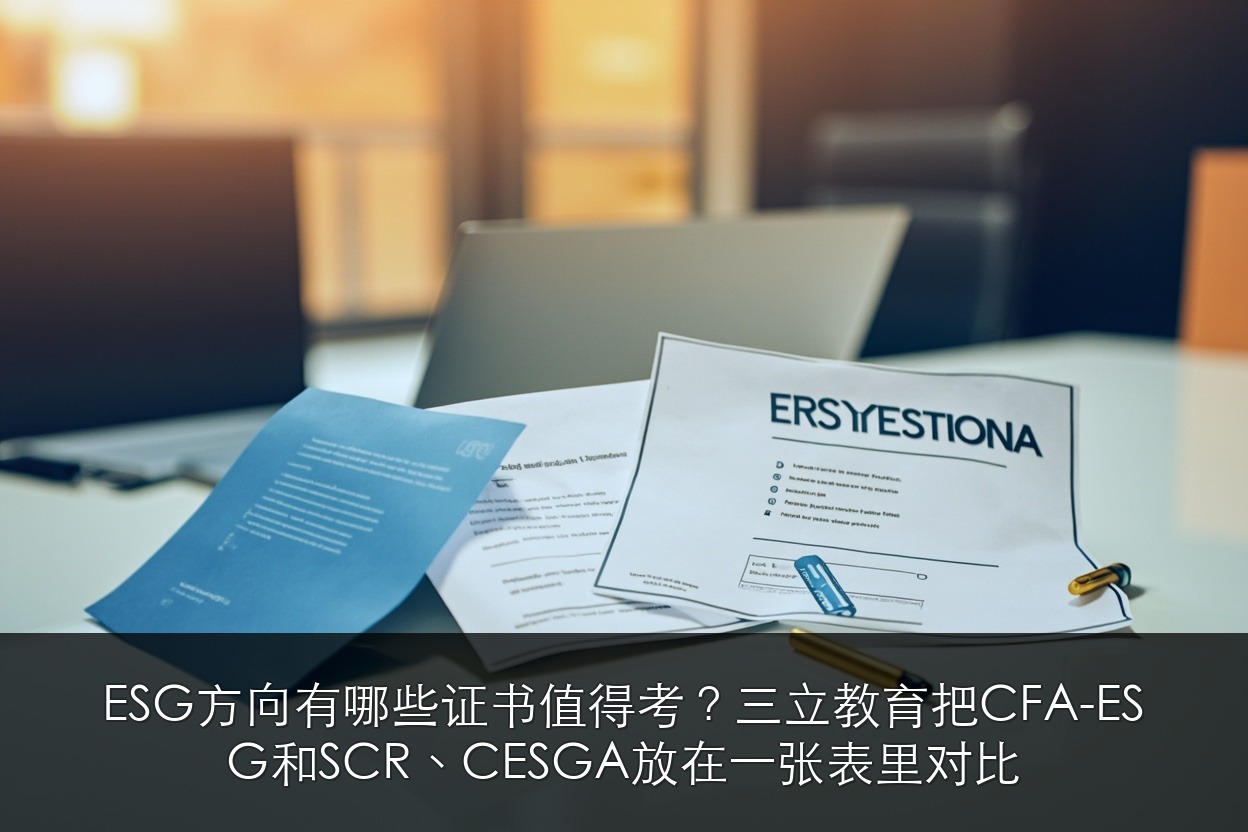 ESG方向有哪些证书值得考？三立教育把CFA-ESG和SCR、CESGA放在一张表里对比