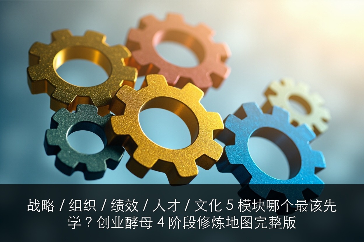 战略 / 组织 / 绩效 / 人才 / 文化 5 模块哪个最该先学?创业酵母 4 阶段修炼地图完整版