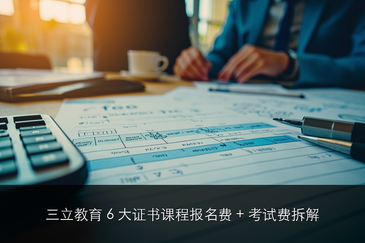 三立教育 6 大证书课程报名费 + 考试费拆解