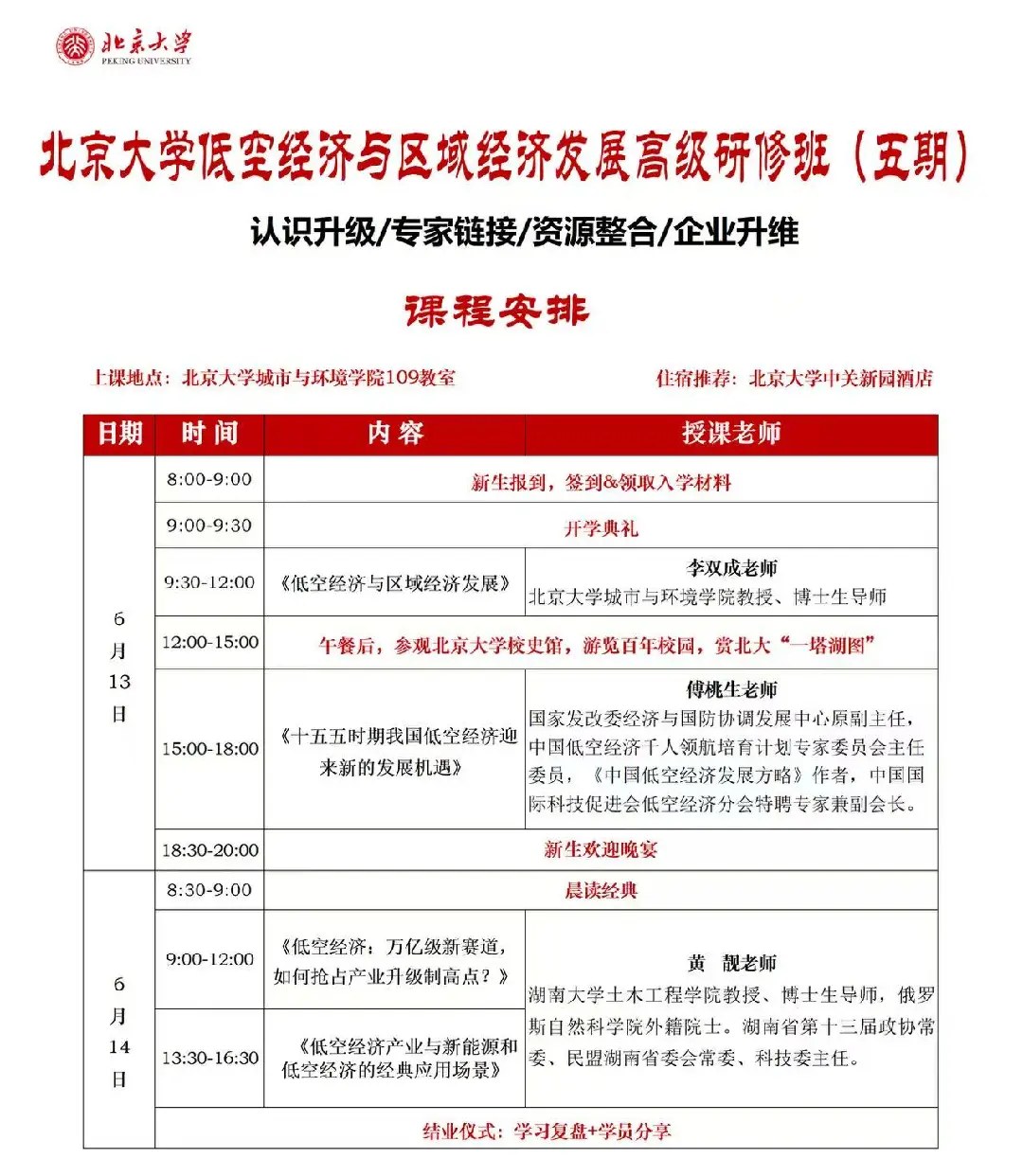 李双成、傅桃生、黄靓主讲：北京大学低空经济与区域经济发展高级研修班（五期）6月13日-14日在北京大学开课通知