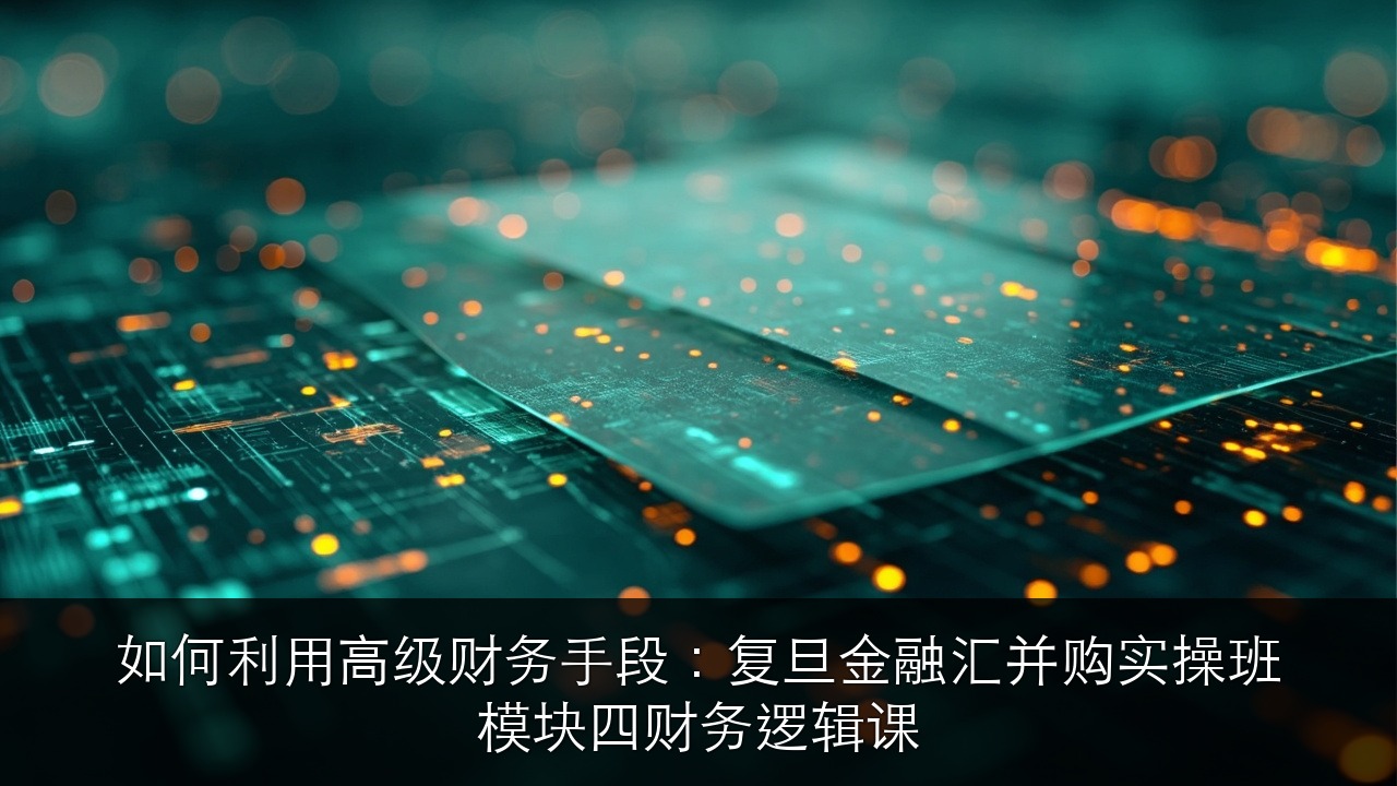如何利用高级财务手段:复旦金融汇并购实操班模块四财务逻辑课