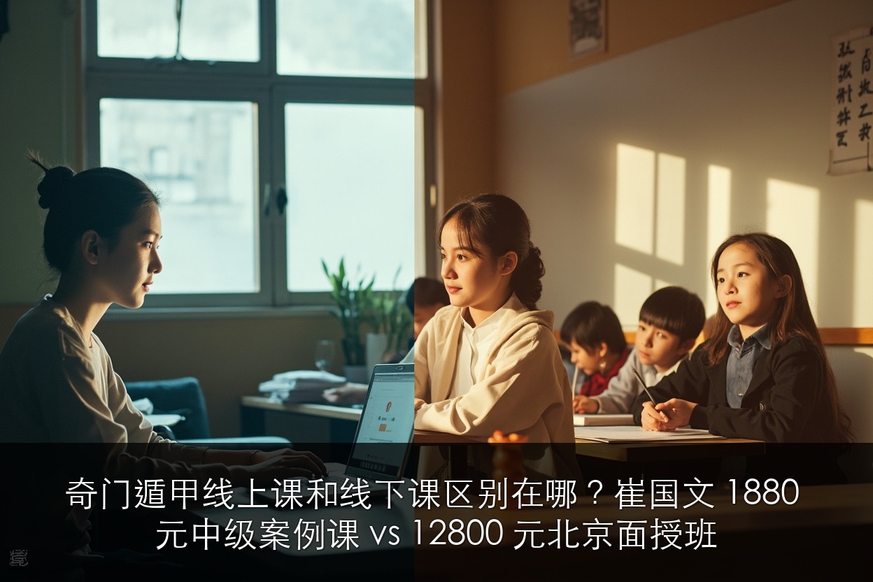 奇门遁甲线上课和线下课区别在哪？崔国文 1880 元中级案例课 vs 12800 元北京面授班