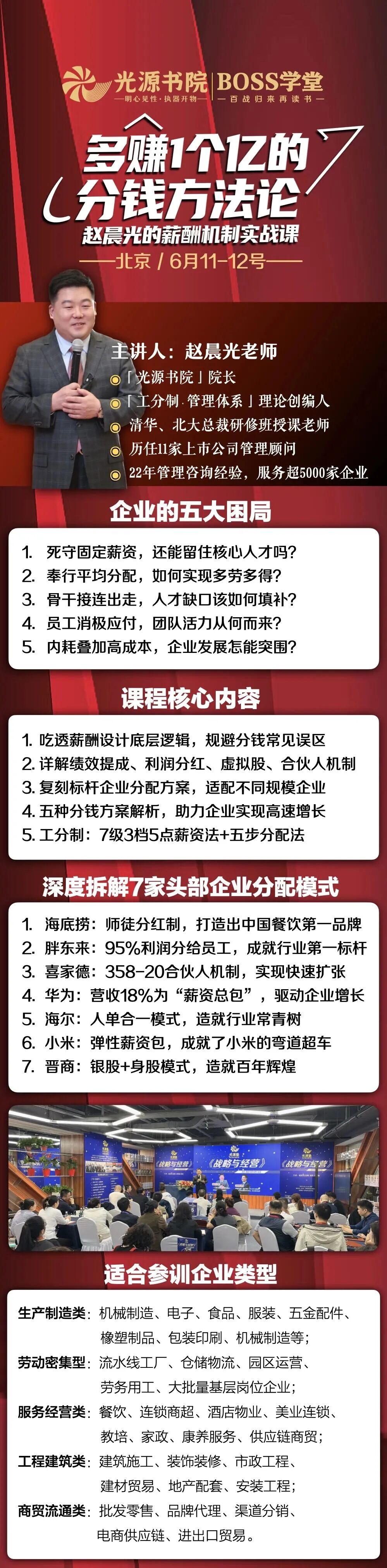 赵晨光《分钱方法论》薪酬机制实战课2026年6月11-12日北京开课｜光源书院BOSS学堂
