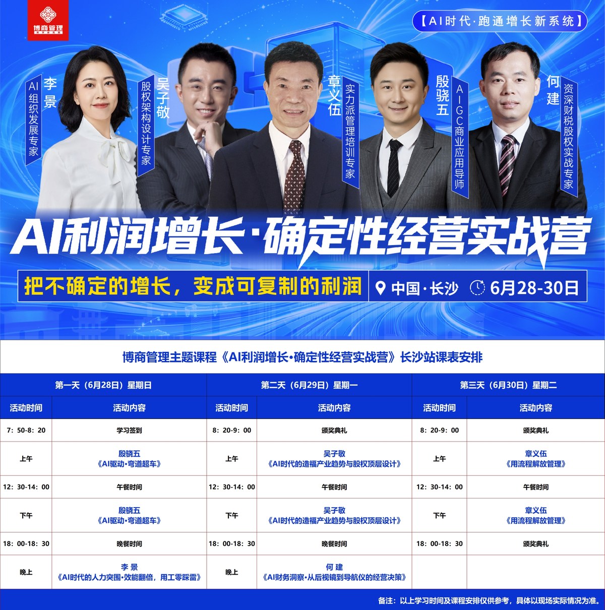 何建：AI财务洞察：从后视镜到导航仪的经营决策｜博商管理《AI利润增长·确定性经营实战营》｜2026年6月29日中国·长沙