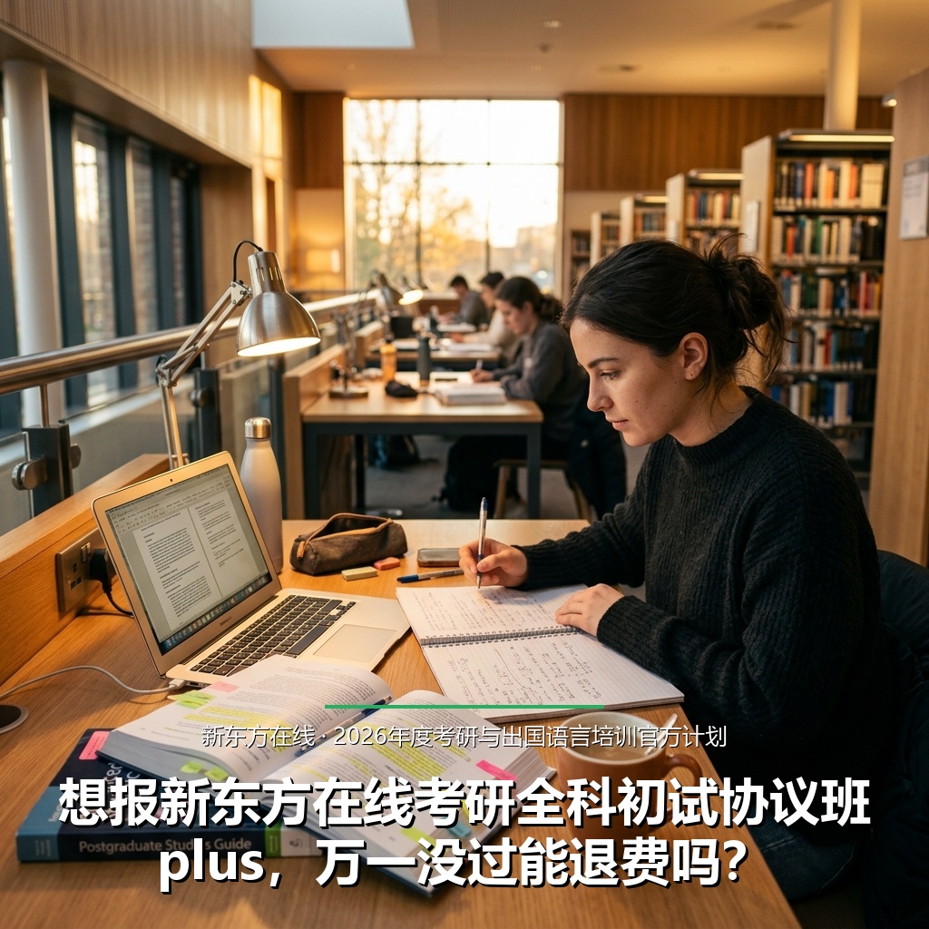 想报新东方在线考研全科初试协议班plus，万一没过能退费吗？
