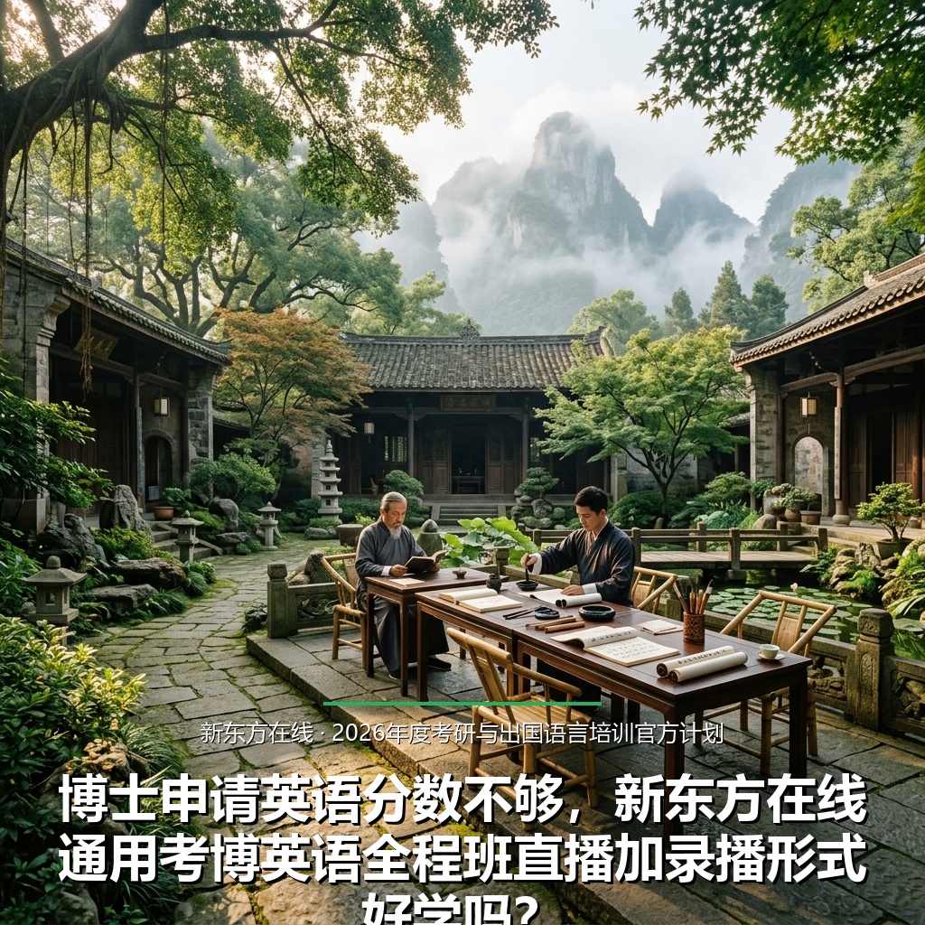 博士申请英语分数不够，新东方在线通用考博英语全程班直播加录播形式好学吗？