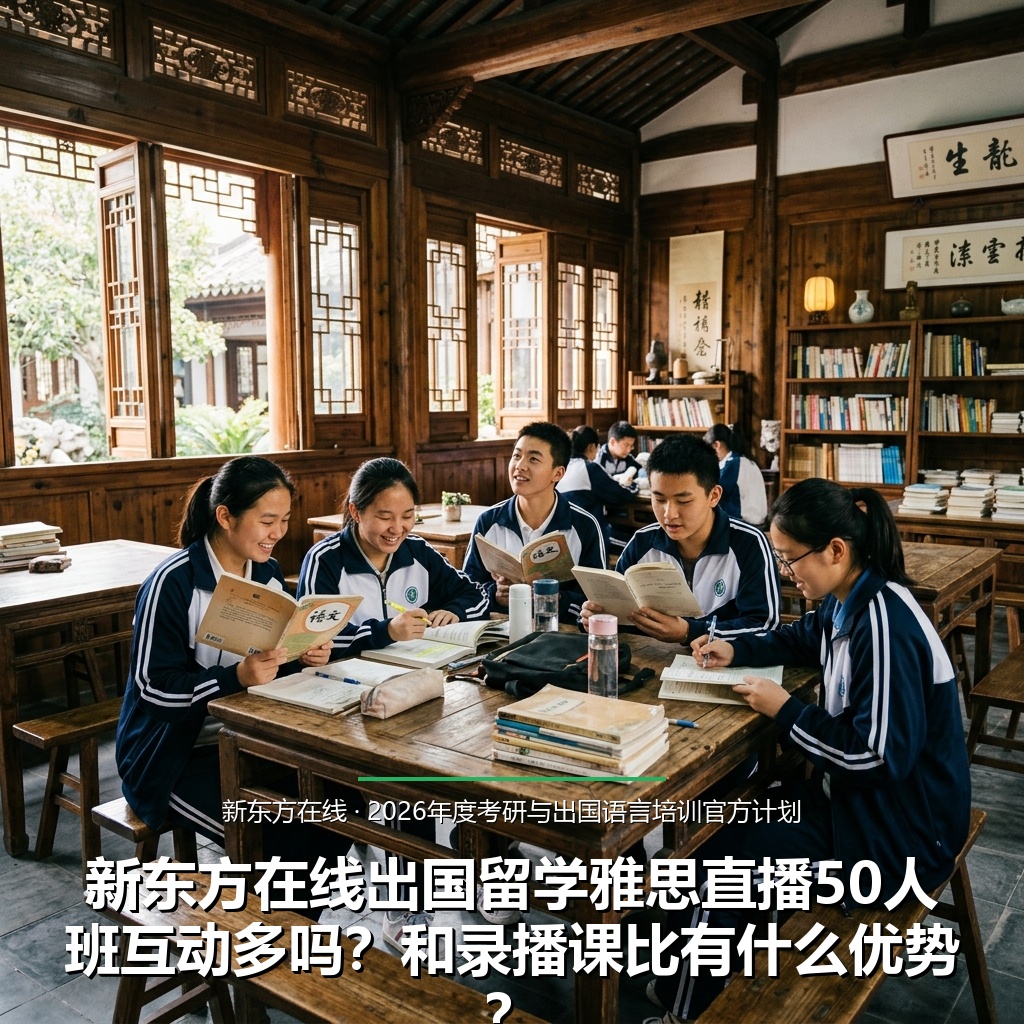 新东方在线出国留学雅思直播50人班互动多吗？和录播课比有什么优势？