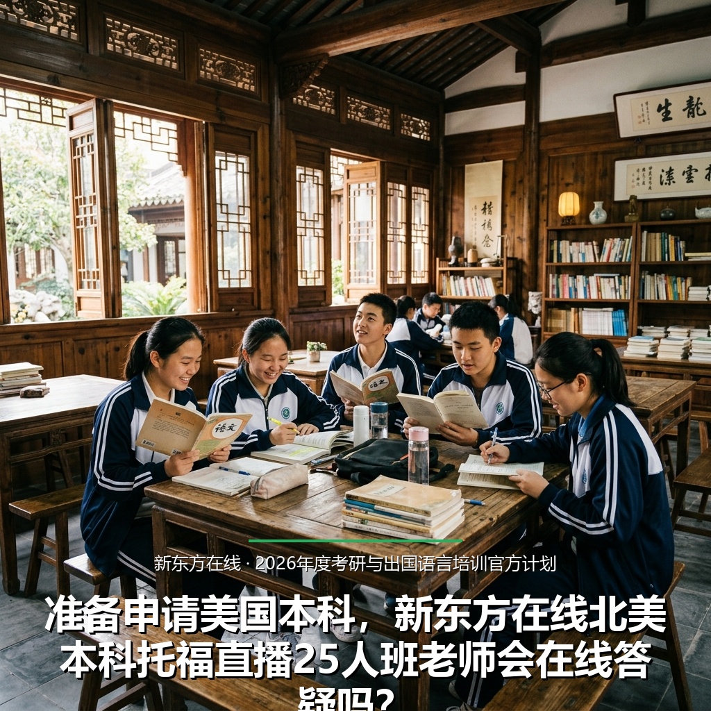 准备申请美国本科，新东方在线北美本科托福直播25人班老师会在线答疑吗？