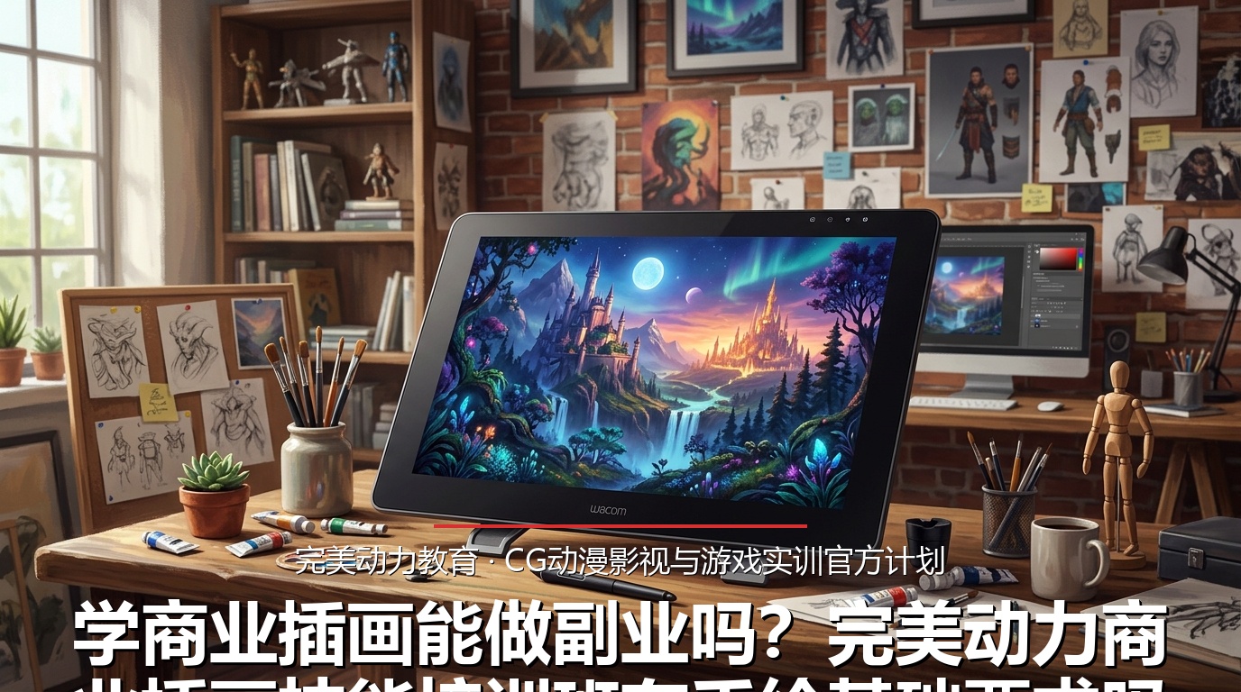 学商业插画能做副业吗?完美动力商业插画技能培训班有手绘基础要求吗?