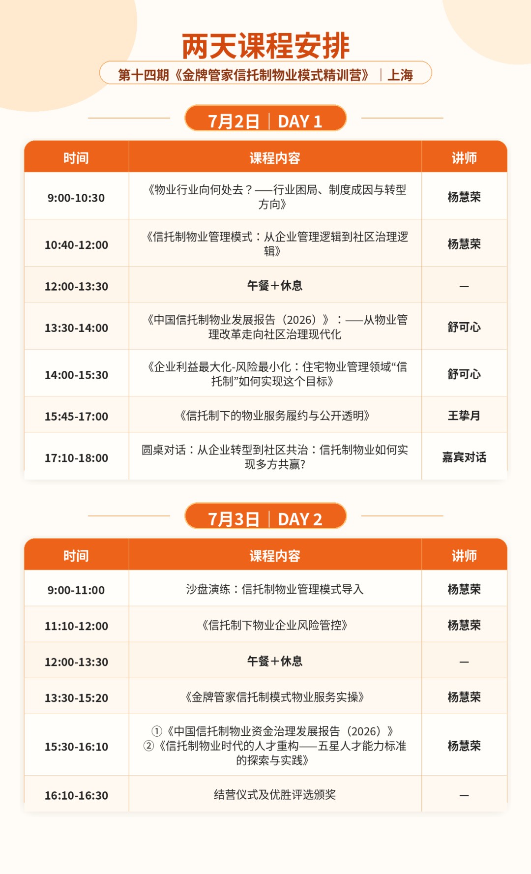 北京亮点聚道《金牌管家信托制物业模式精训营》第十四期2026年7月2-3日上海开讲