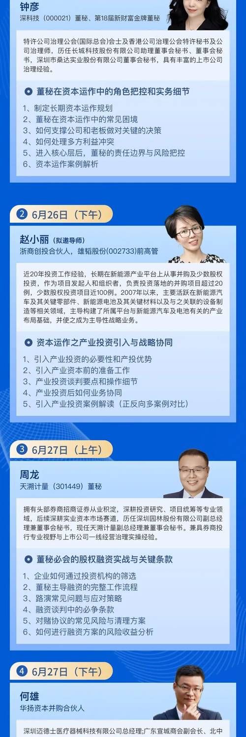 董秘俱乐部 | 钟彦/周龙/何雄/牛东峰/刘雨晴 | 第36期董秘实操研修班 | 深圳 | 6月26-28日