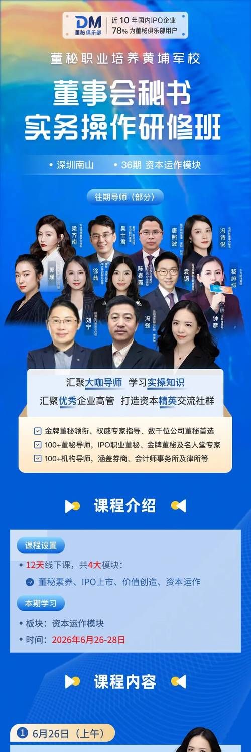 董秘俱乐部 | 钟彦/周龙/何雄/牛东峰/刘雨晴 | 第36期董秘实操研修班 | 深圳 | 6月26-28日