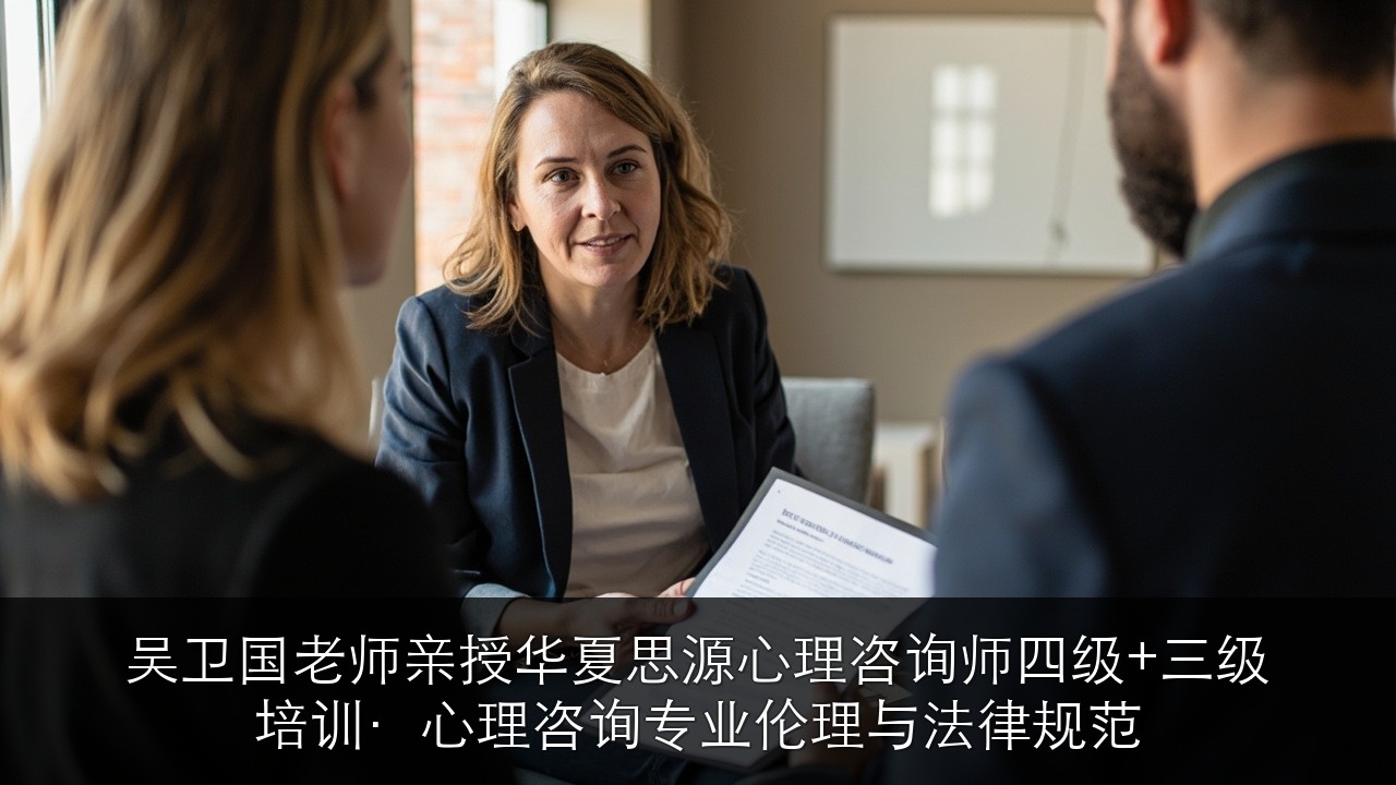 吴卫国老师的华夏思源心理咨询师四级+三级培训：心理咨询专业伦理与法律规范+家庭心理健康科普（实务8门核心·伦理派代表）