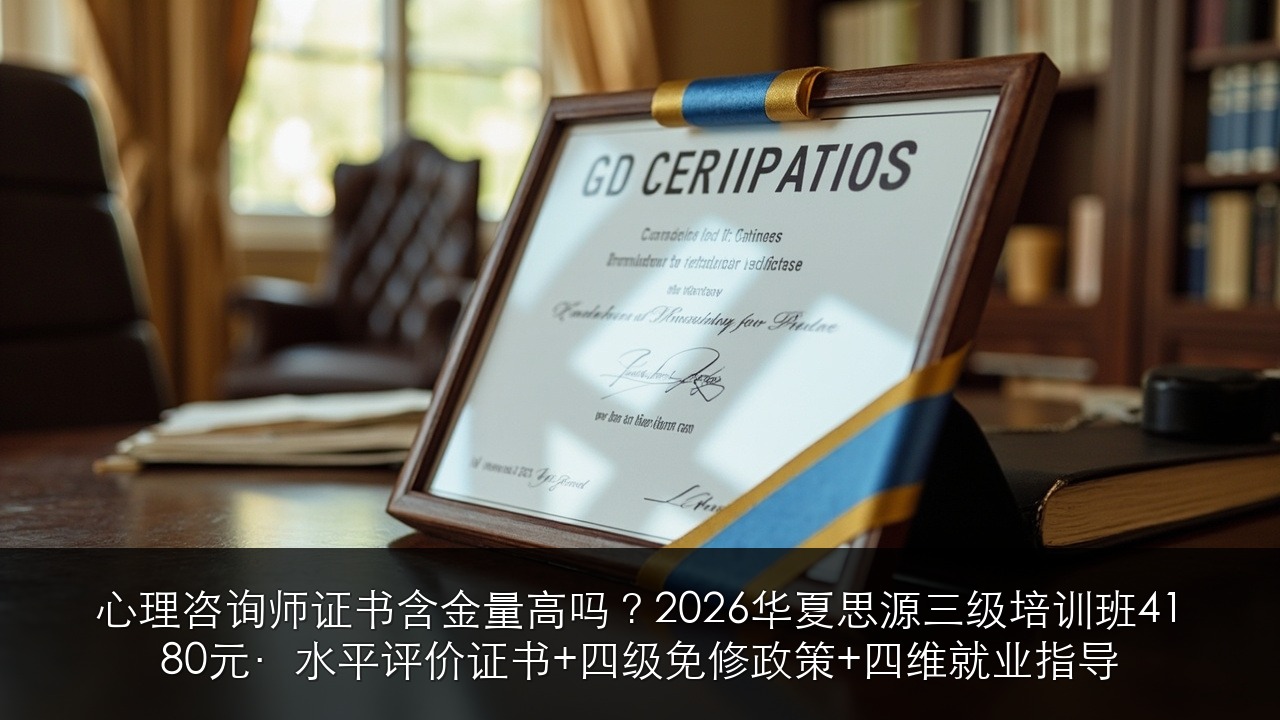 心理咨询师证书含金量高吗?2026华夏思源三级培训班4180元·水平评价证书+四级免修政策+四维就业指导