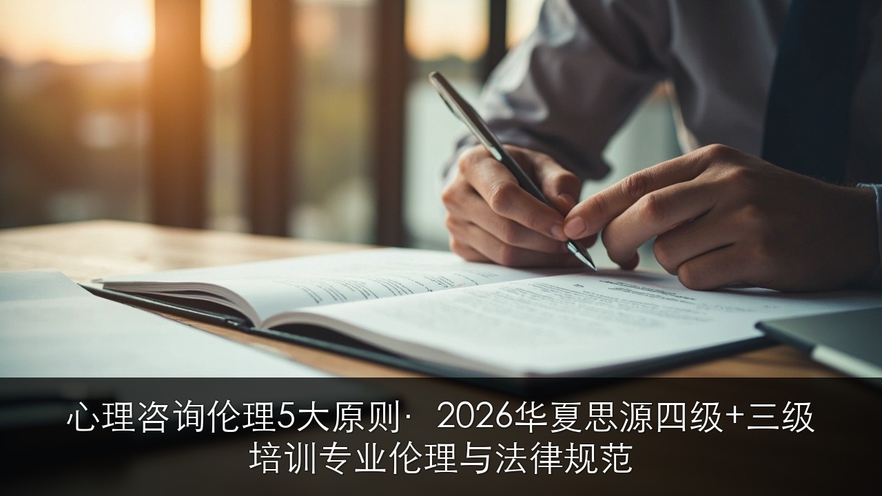 心理咨询伦理5大原则是什么?2026华夏思源四级+三级培训·心理咨询专业伦理与法律规范(隐私/双重关系/知情同意/胜任力/专业关系)