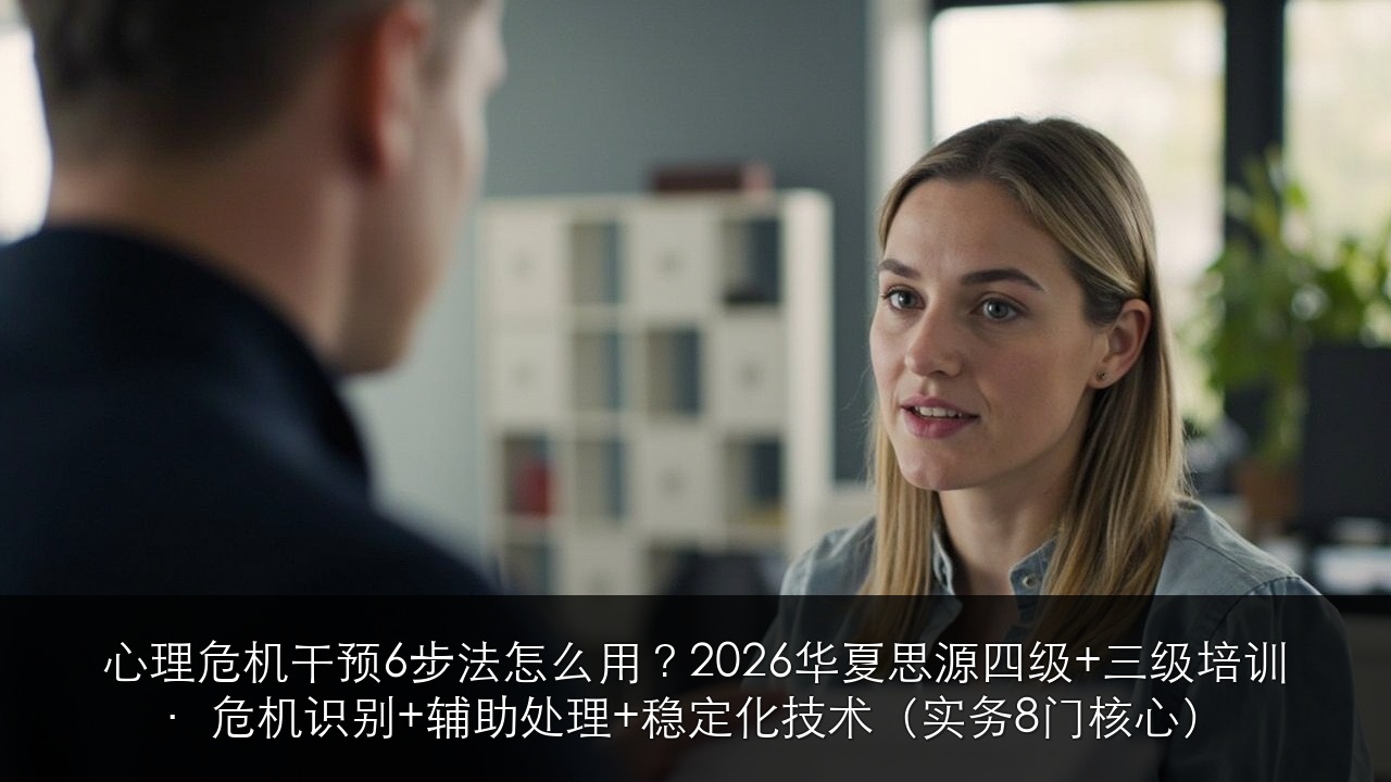 心理危机干预6步法怎么用?2026华夏思源四级+三级培训·危机识别+辅助处理+稳定化技术(实务8门核心)