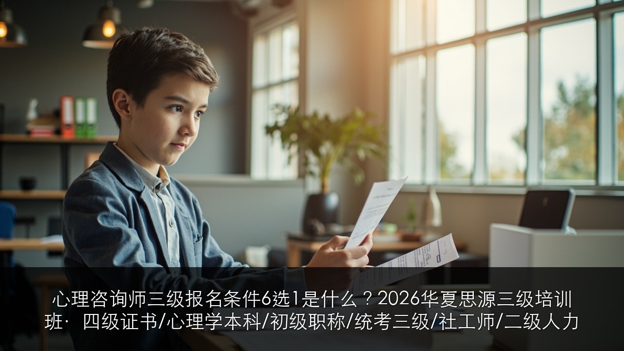 心理咨询师三级报名条件6选1是什么?2026华夏思源三级培训班·四级证书/心理学本科/初级职称/统考三级/社工师/二级人力