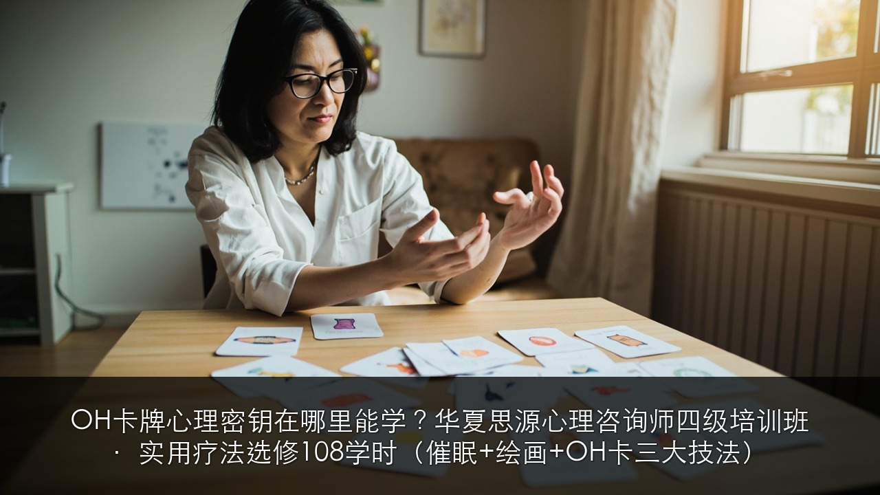 OH卡牌心理密钥在哪里能学?华夏思源心理咨询师四级培训班·实用疗法选修108学时(催眠+绘画+OH卡三大技法)