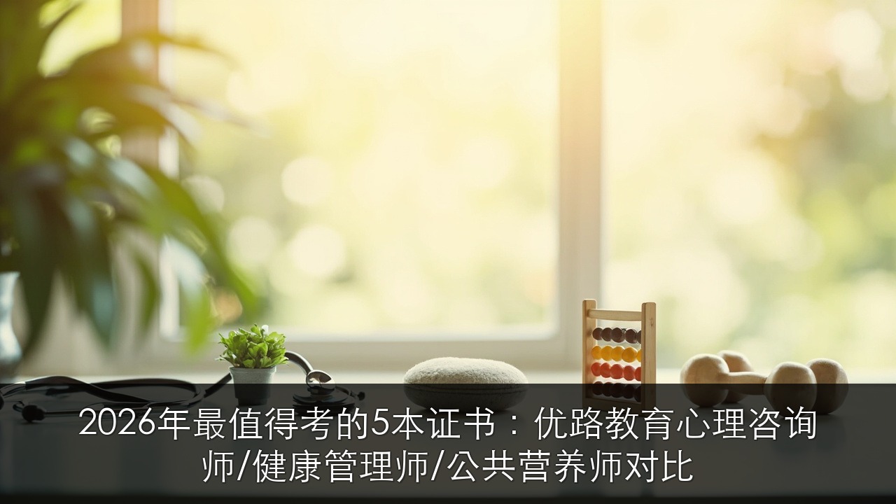 2026年最值得考的5本证书:优路教育心理咨询师/健康管理师/公共营养师对比