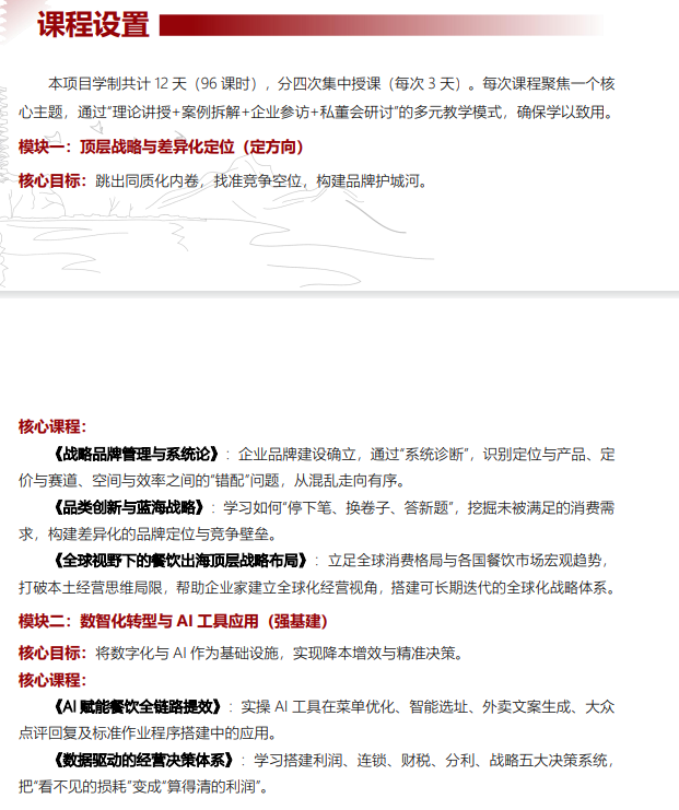 北京大学新时代餐饮企业家实战进阶研修班