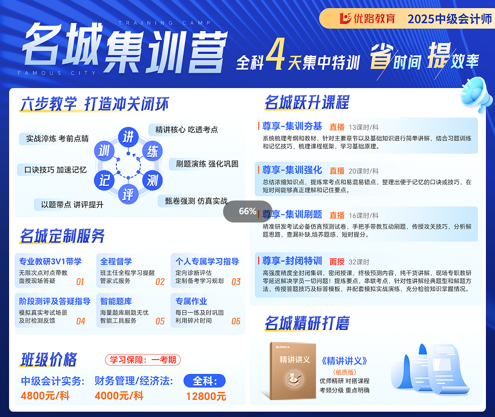优路教育2025中级会计师名城集训营