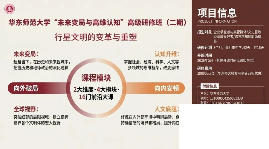 华东师范大学 | 杜保瑞/吴冠军 | 未来变局与高维认知高级研修班 | 二期6月课程圆满结课 | 6月27-28日