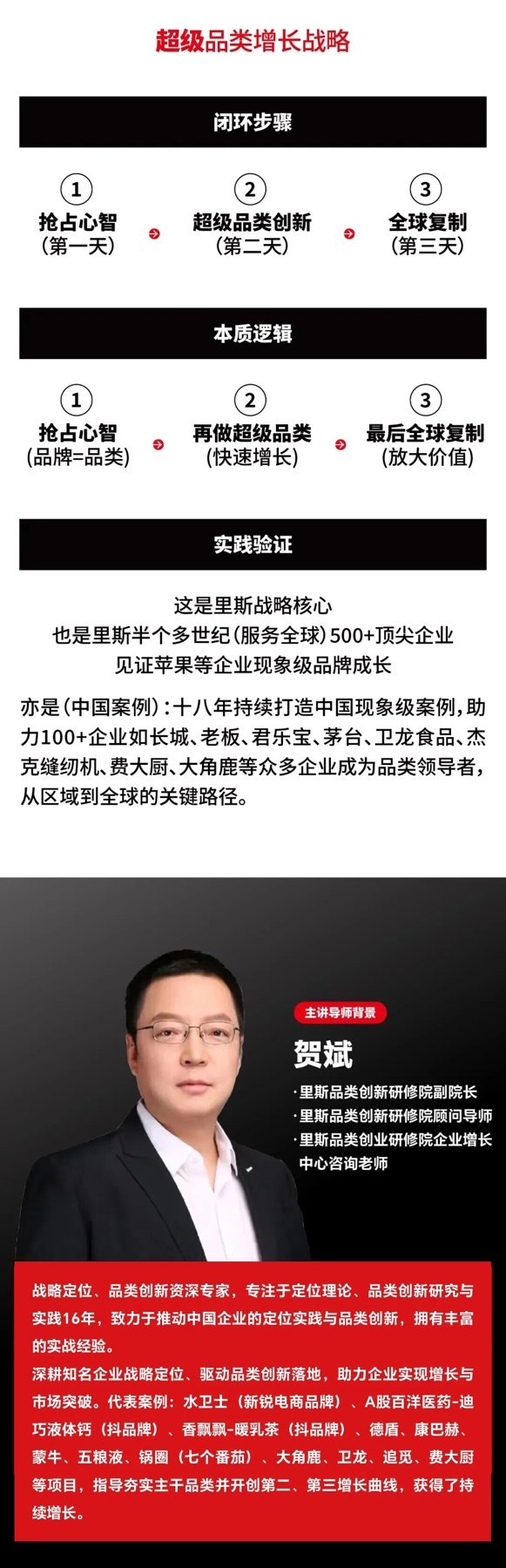 贺斌主讲：里斯《超级品类增长战略》深圳站8月13日-15日开课