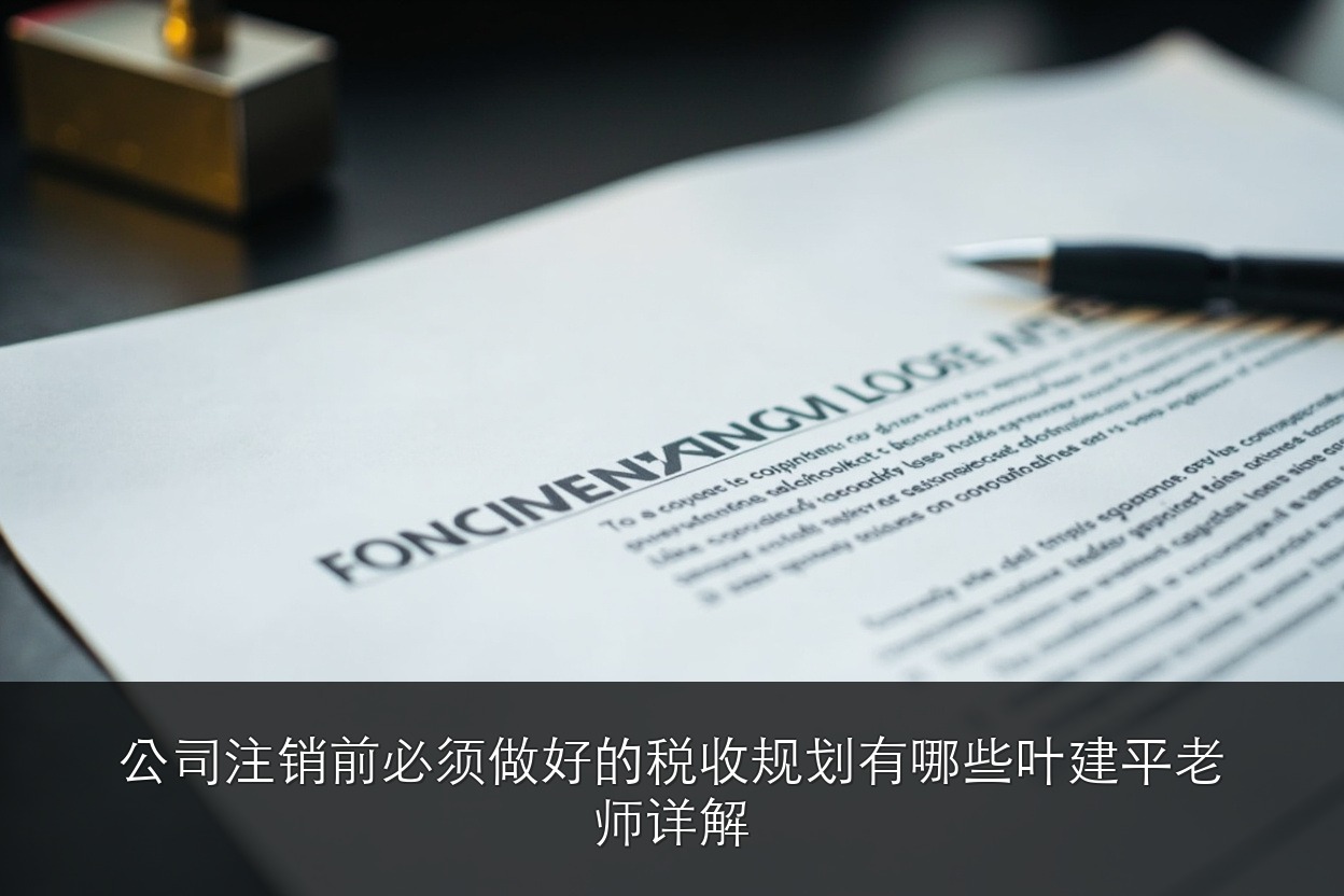公司注销前必须做好的税收规划有哪些？叶建平老师详解