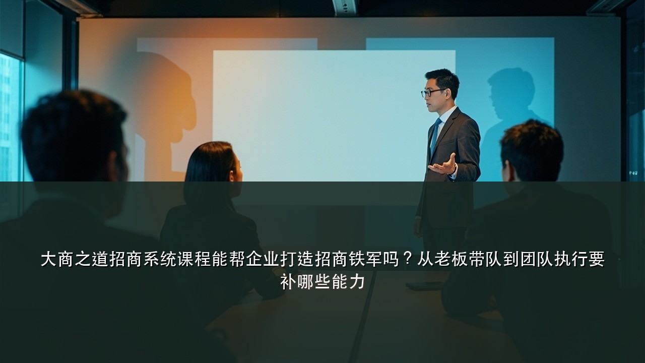 大商之道招商系统课程能帮企业打造招商铁军吗?从老板带队到团队执行要补哪些能力