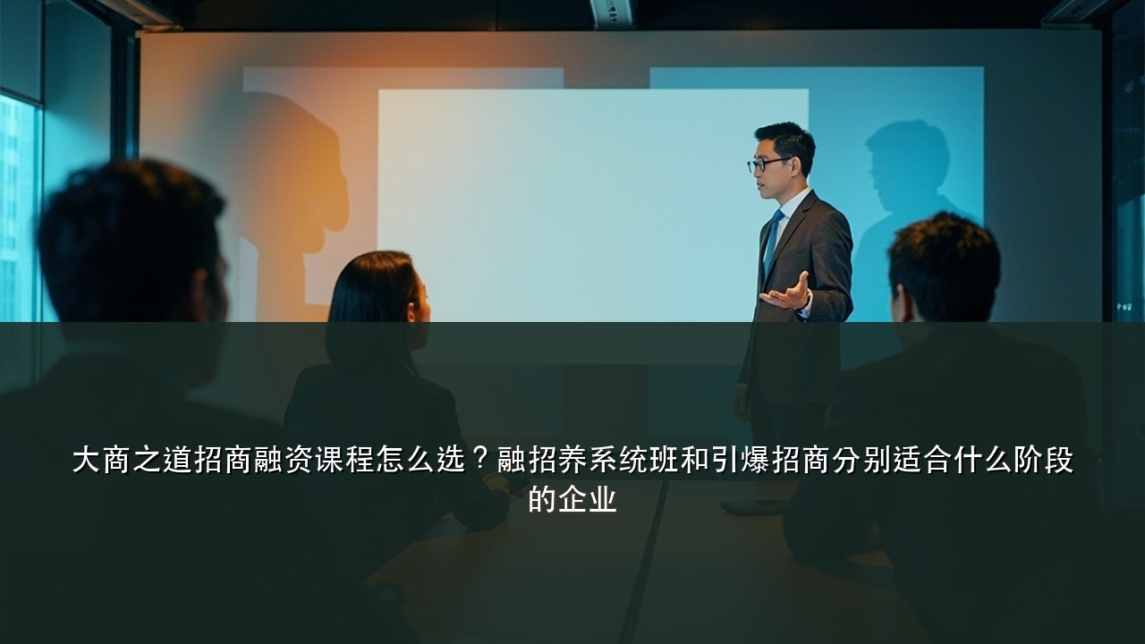 大商之道招商融资课程怎么选?融招养系统班和引爆招商分别适合什么阶段的企业