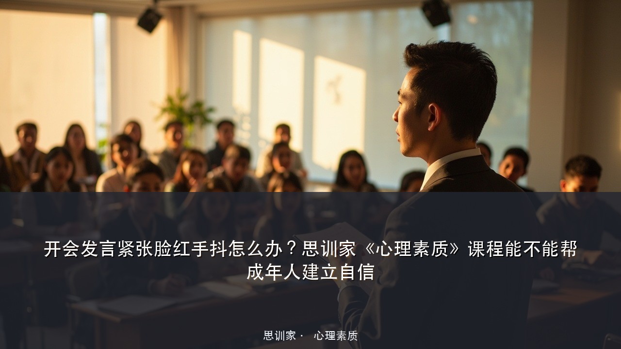 开会发言紧张脸红手抖怎么办？思训家《心理素质》课程能不能帮成年人建立自信