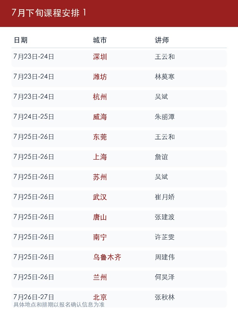 金财控股《老板财务思维》7月下旬课程表:深圳、苏州、北京、青岛等多城开课