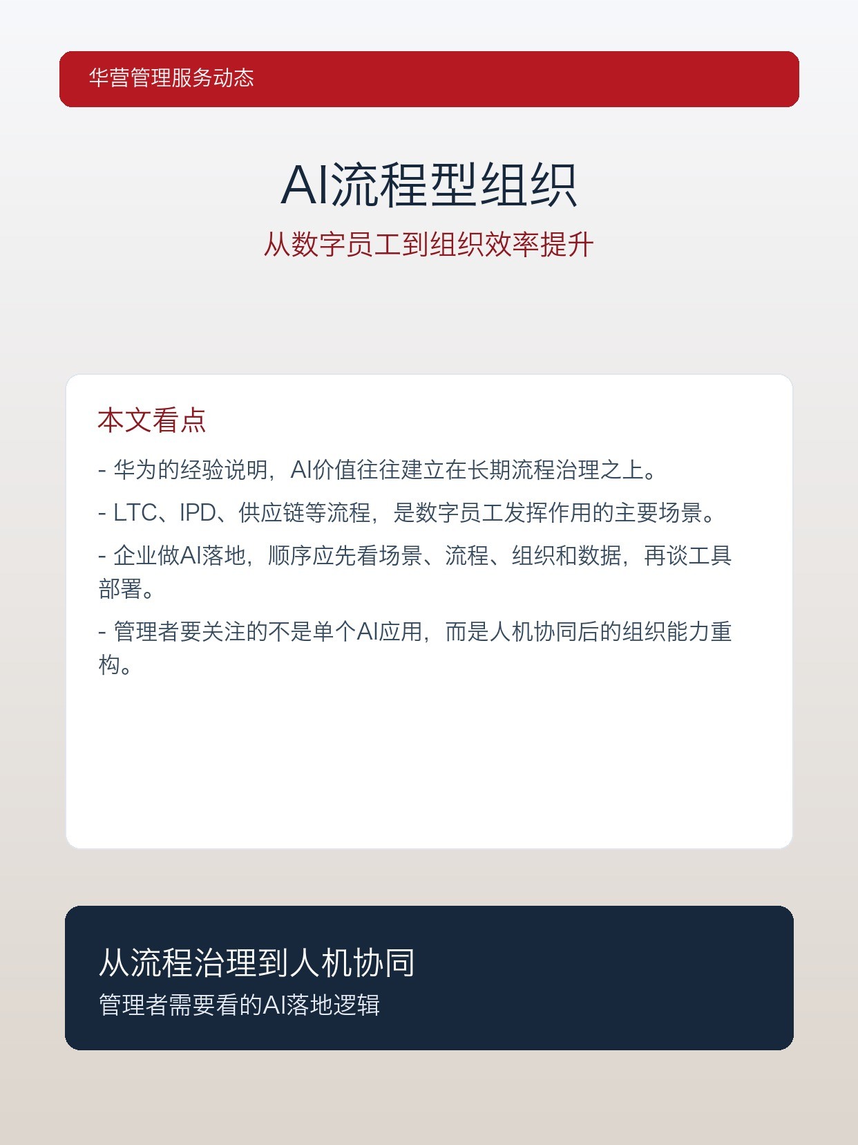 华营管理服务AI流程型组织案例:华为数字员工如何提升人效78%
