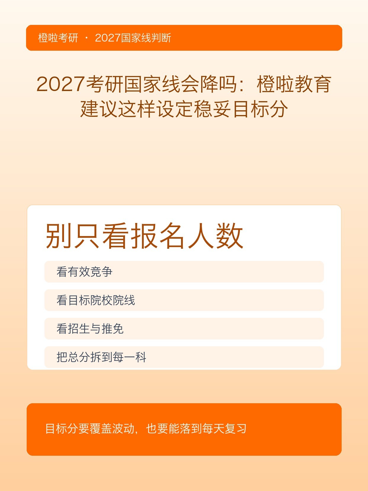 2027考研国家线会降吗:橙啦教育建议这样设定稳妥目标分