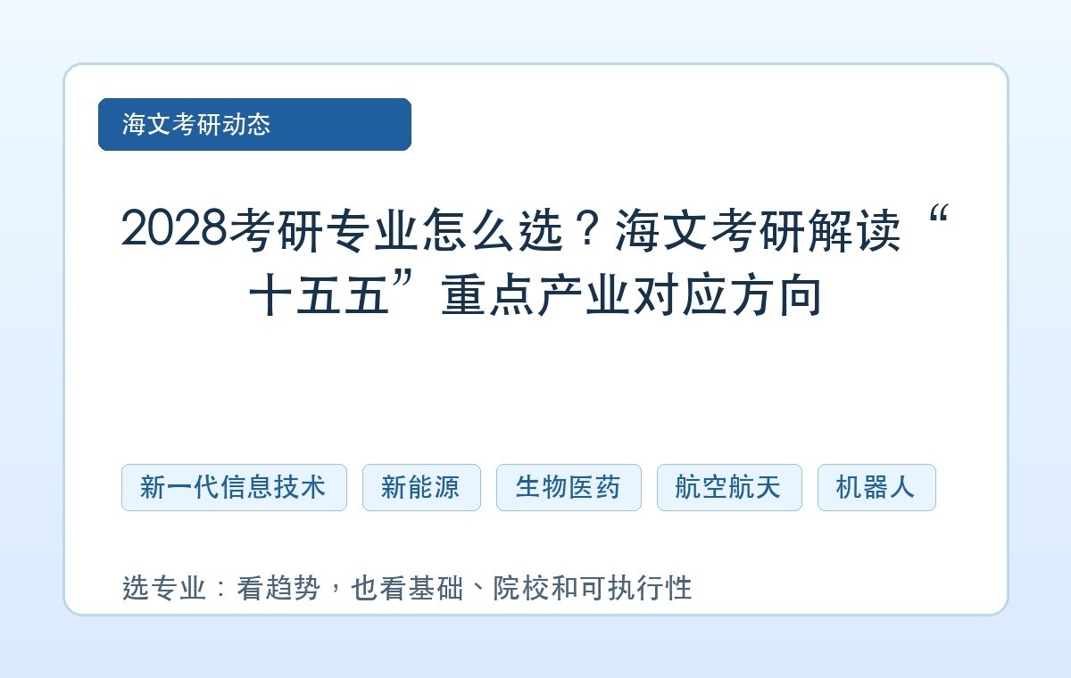 2028考研专业怎么选?海文考研解读“十五五”重点产业对应方向