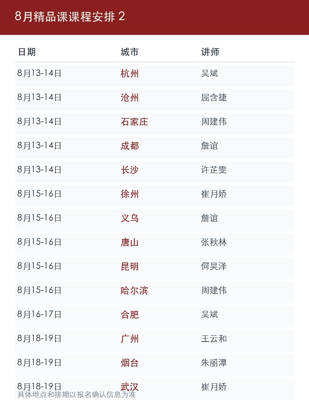 金财控股《老板财务思维》8月课程表:深圳、上海、北京、杭州等多城开课