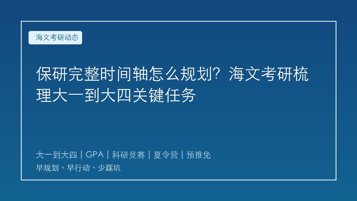 保研完整时间轴怎么规划?海文考研梳理大一到大四关键任务